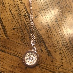 Rose gold necklace with faux diamond disk